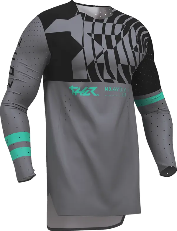 Thor Sportmode Mind Control Jersey Black / Charcoal / Aqua - FREE UK Shipping, FREE 365 Day Returns | Moto Central