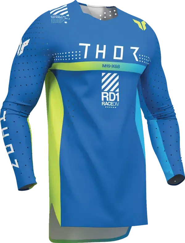 Thor Sportmode Synth Jersey Blue / White / Yellow - FREE UK Shipping, FREE 365 Day Returns | Moto Central