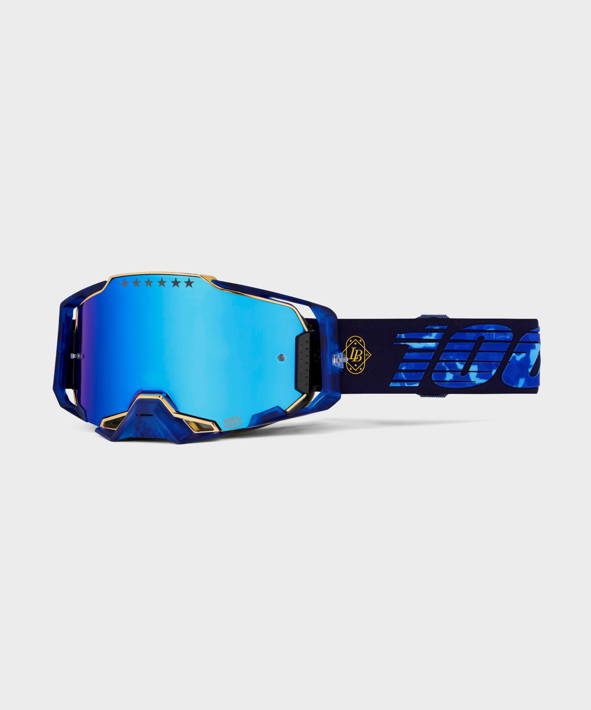 100% Armega LE Bruni Signature Goggle Blue / Gold / Blue Mirror Lens - FREE UK Shipping, FREE 365 Day Returns | Moto Central