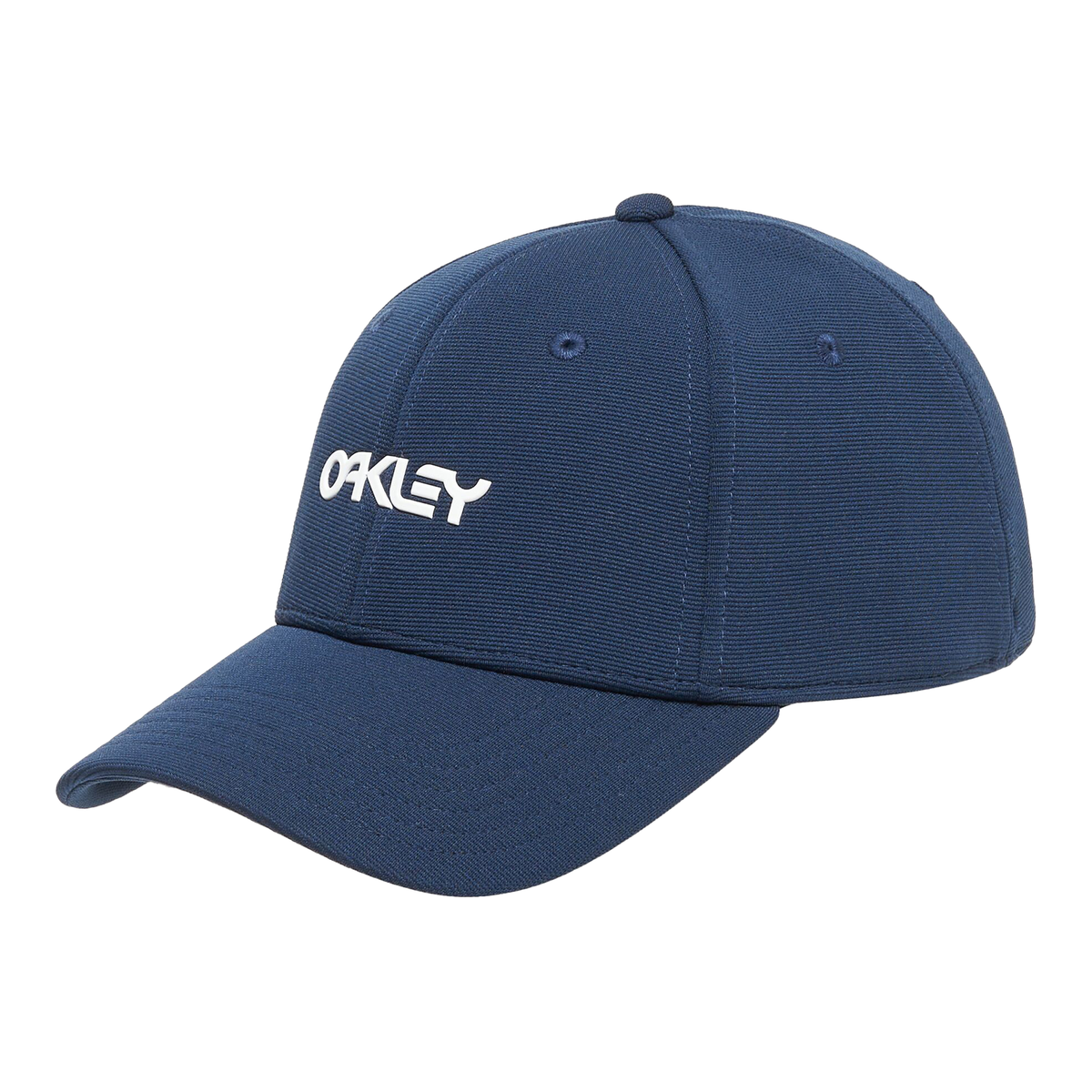Oakley 6 Panel Stretch Cap Metallic Abyss / White - FREE UK Shipping, FREE 365 Day Returns | Moto Central