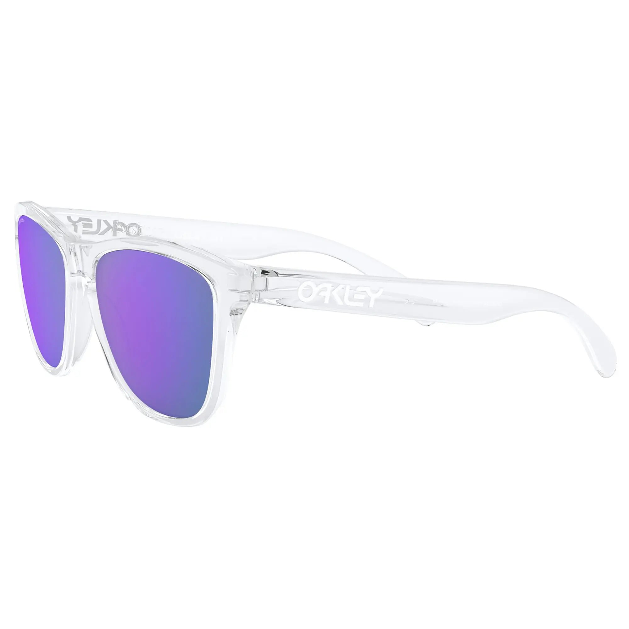 Oakley Frogskins Sunglasses Polished Clear / Prizm Violet Lens - FREE UK Shipping, FREE 365 Day Returns | Moto Central