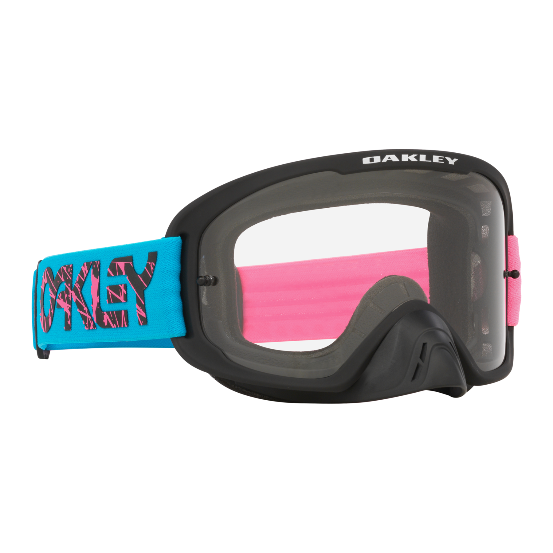Oakley O Frame 2.0 Pro 2 Stroke MX Goggles Blue / Pink / Clear - FREE UK Shipping, FREE 365 Day Returns | Moto Central