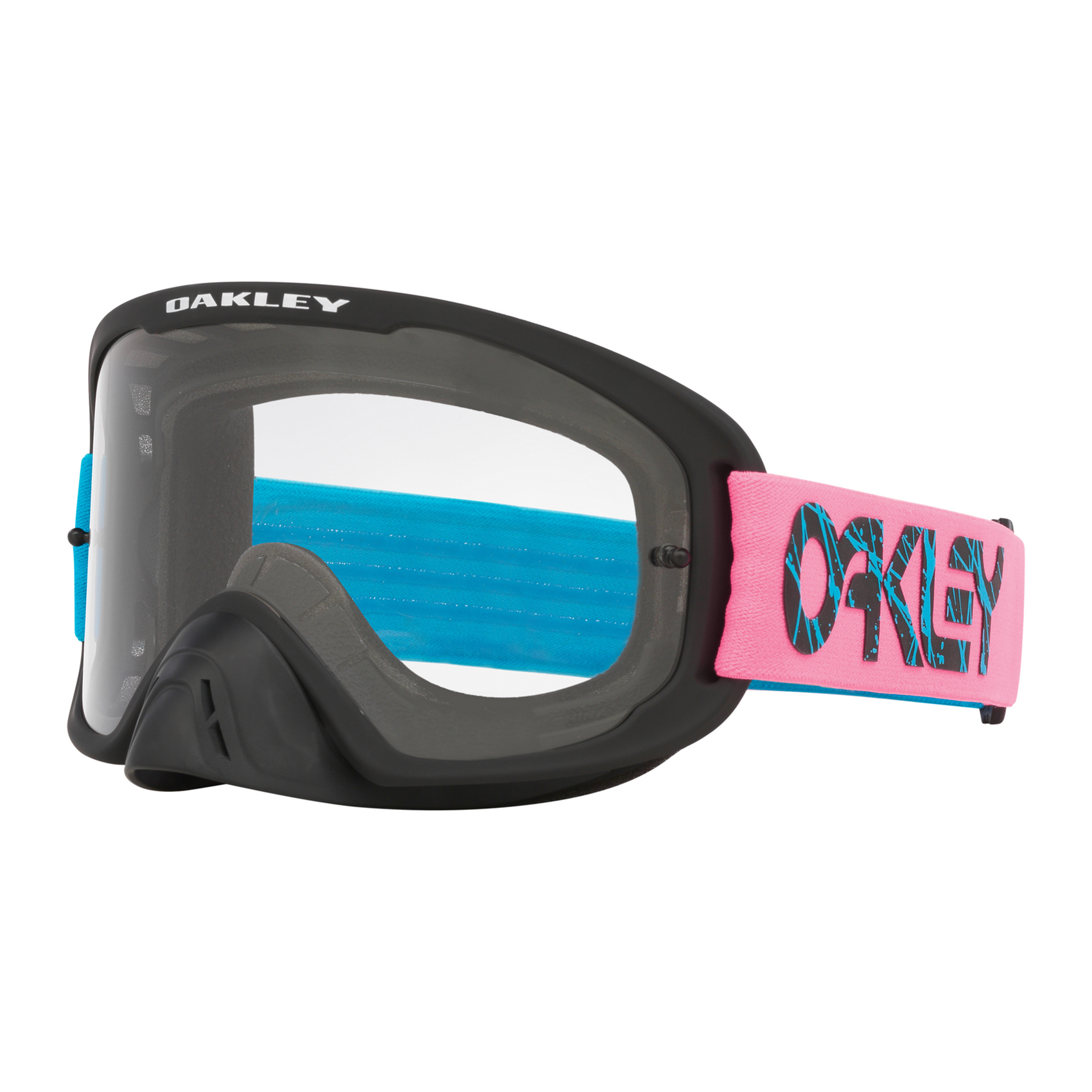 Oakley O Frame 2.0 Pro 2 Stroke MX Goggles Blue / Pink / Clear - FREE UK Shipping, FREE 365 Day Returns | Moto Central