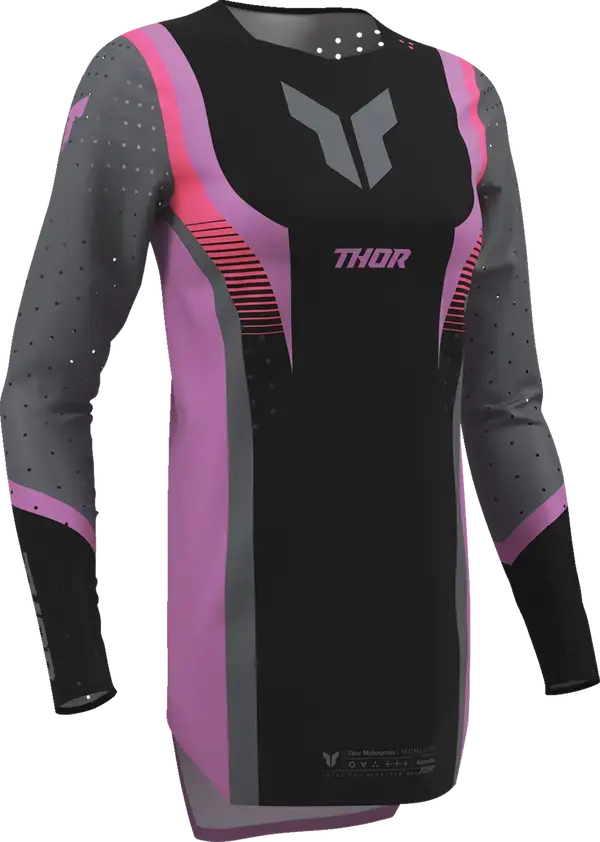 Thor Sportmode Velocity Ladies Jersey Black / Dark Grey / Pink / Purple - FREE UK Shipping, FREE 365 Day Returns | Moto Central