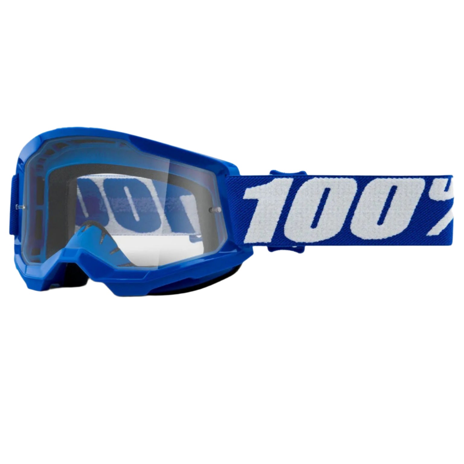 100% Strata 2 Youth Goggle Blue / Clear Lens - FREE UK Shipping, FREE 365 Day Returns | Moto Central