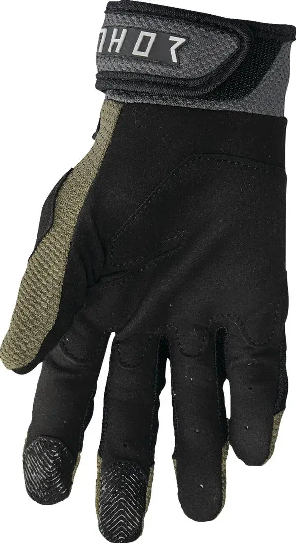 Thor Terrain Textile Gloves Army Green / Charcoal - FREE UK Shipping, FREE 365 Day Returns | Moto Central