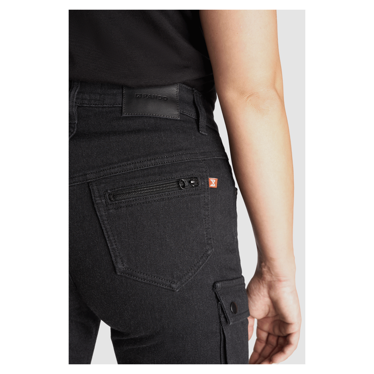 Pando Moto Mila Ladies Cargo Jeans Black FREE UK Delivery, FREE 365 Day Returns | Moto Central