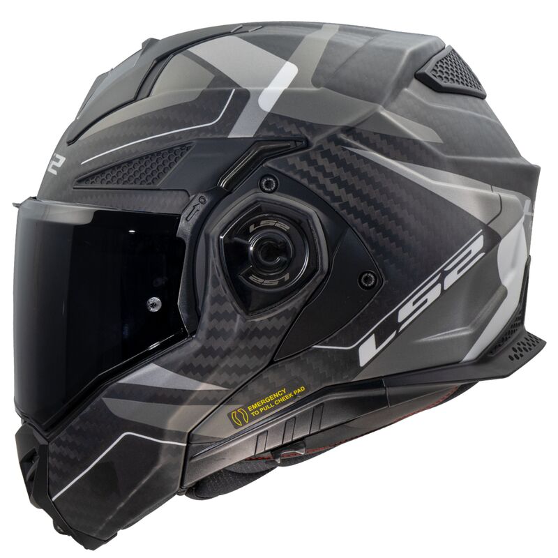 ls2 ff901 advant x spectrum helmet Carbon Horizon Flip-Up Silver/Grey FREE P&P Size:6 1/2 (52) Matte Black & Gold Accessories Communication Head Set prepared for the Pinlock