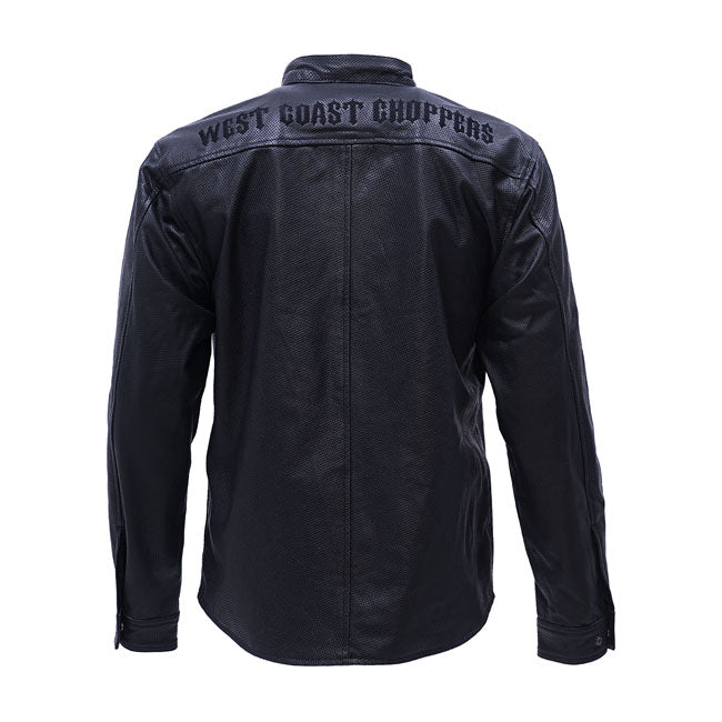 West Coast Choppers OG Perforated Leather Riding Shirt Black