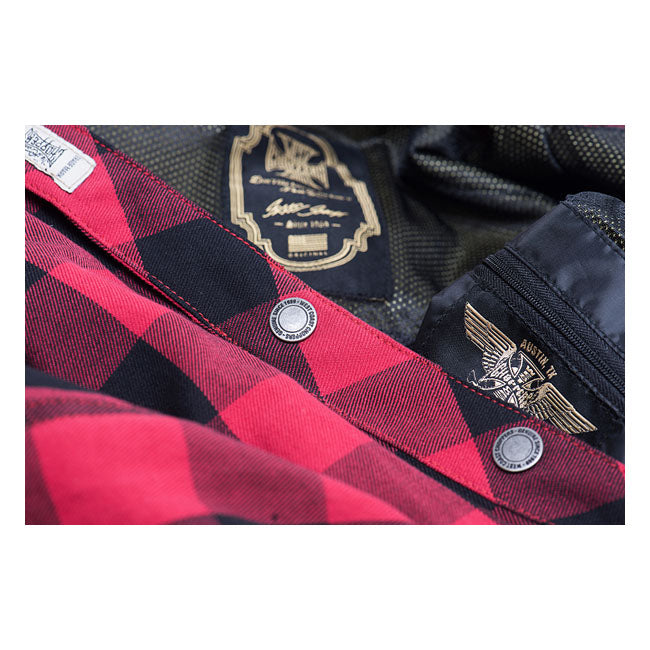 West Coast Choppers Dominator Riding Flannel Shirt Red / Black CE Approved