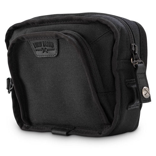 Burly Voyager black Cordura handlebar bag – side view