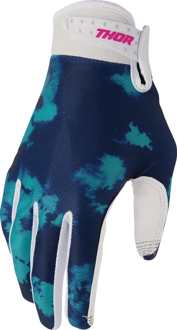 Thor Launchmode Bleach Textile Gloves Aqua / Dark Blue / White - FREE UK Shipping, FREE 365 Day Returns | Moto Central