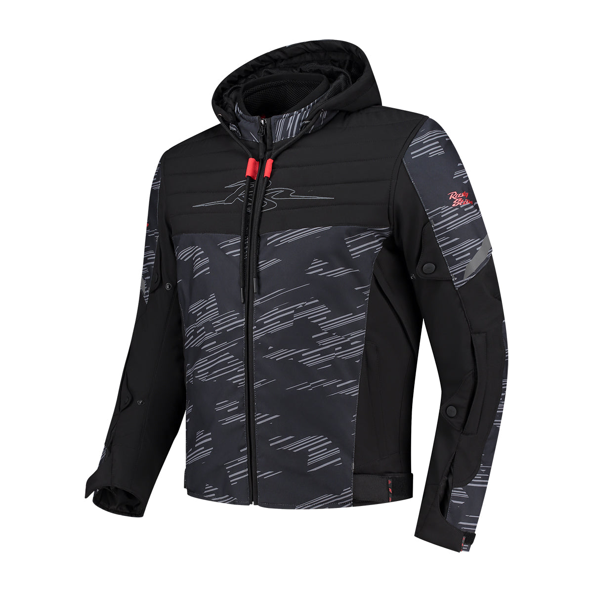 Rusty Stitches Liam Textile Jacket Black / Grey / Red - FREE UK Delivery, FREE 365 Day Returns | Moto Central