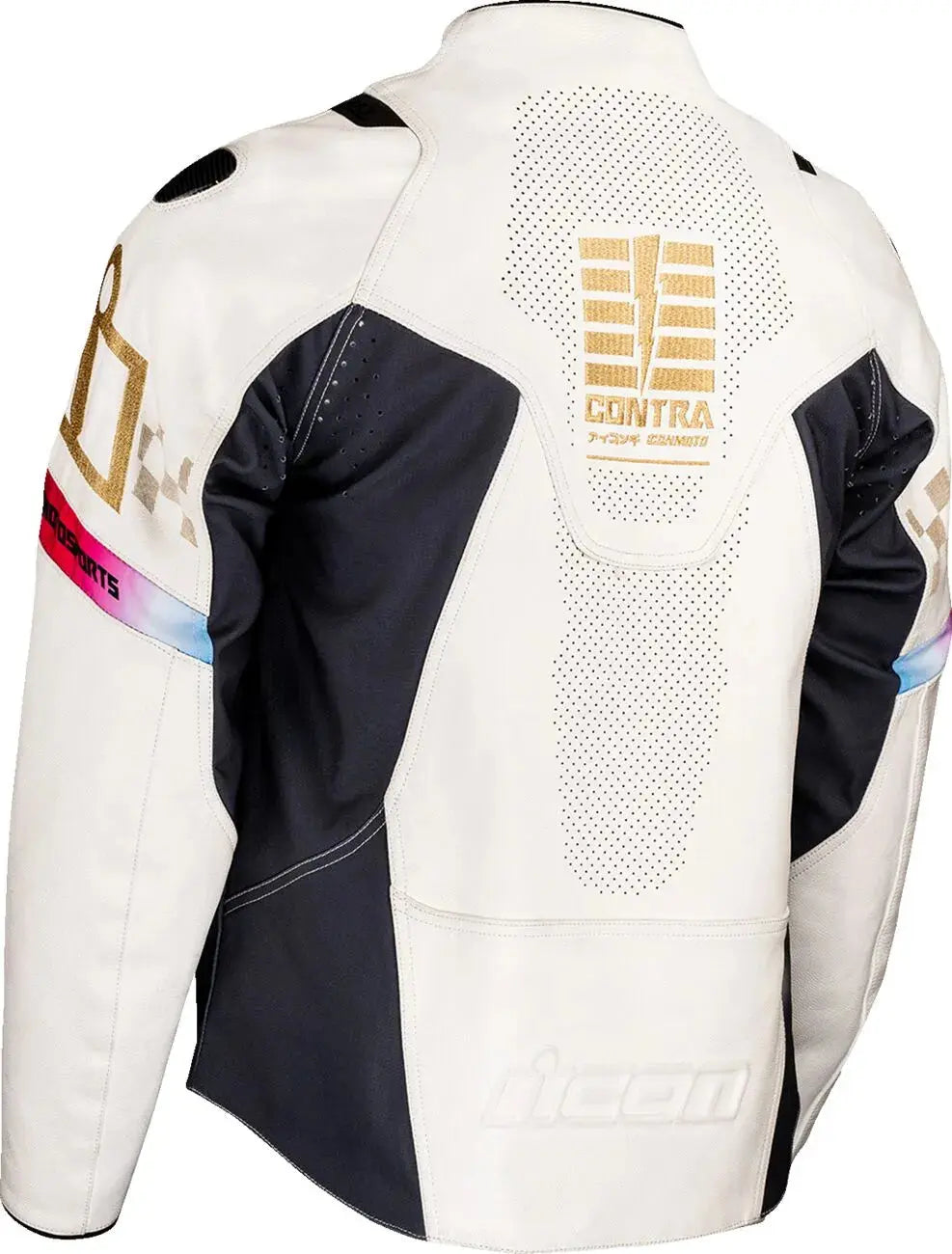 Icon Contra 3 Rizz Rizz Leather Jacket White - FREE UK Shipping, FREE 365 Day Returns | Moto Central