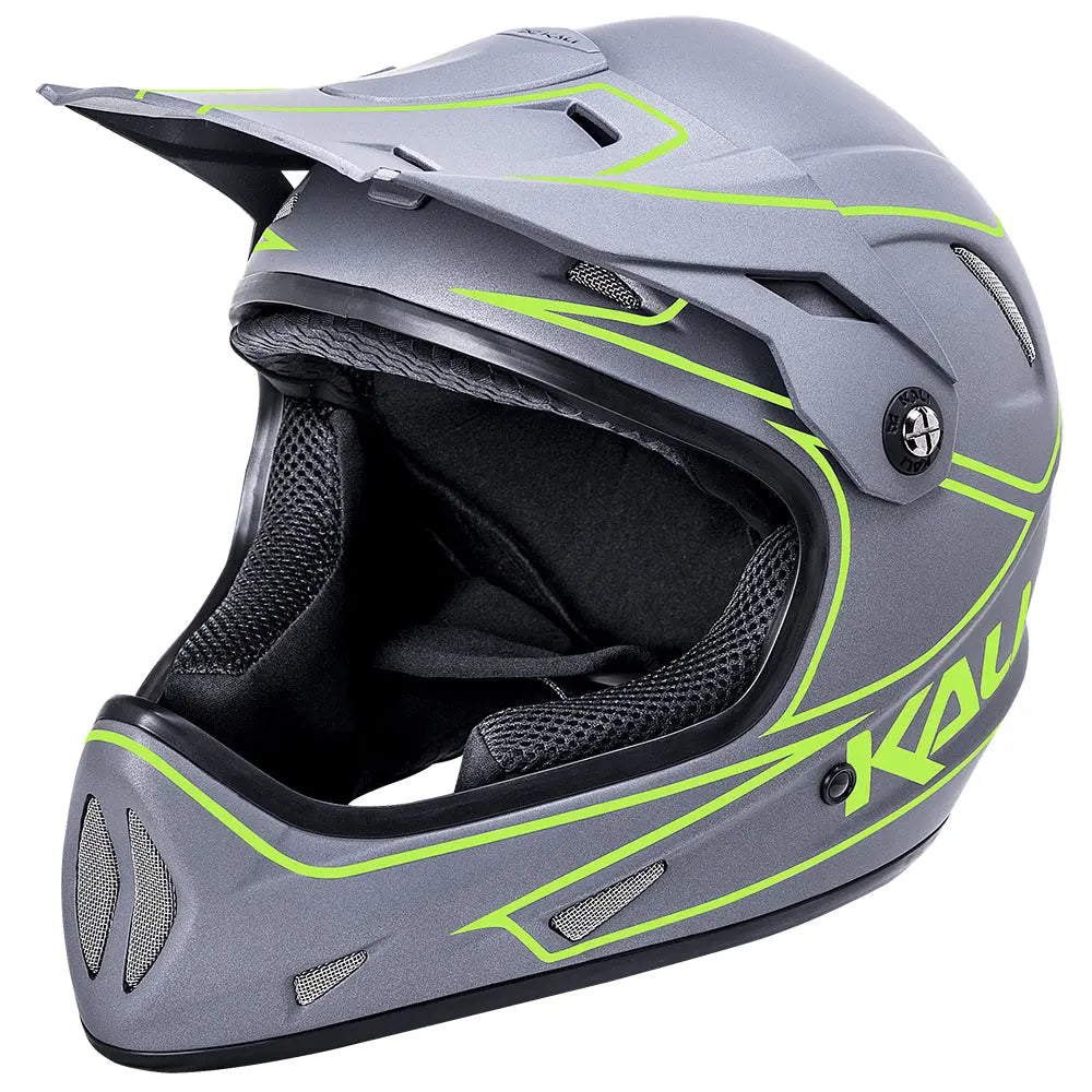 Kali Alpine Rage Youth Helmet Matt Grey / Fluo Yellow - FREE UK Shipping, FREE 365 Day Returns | Moto Central