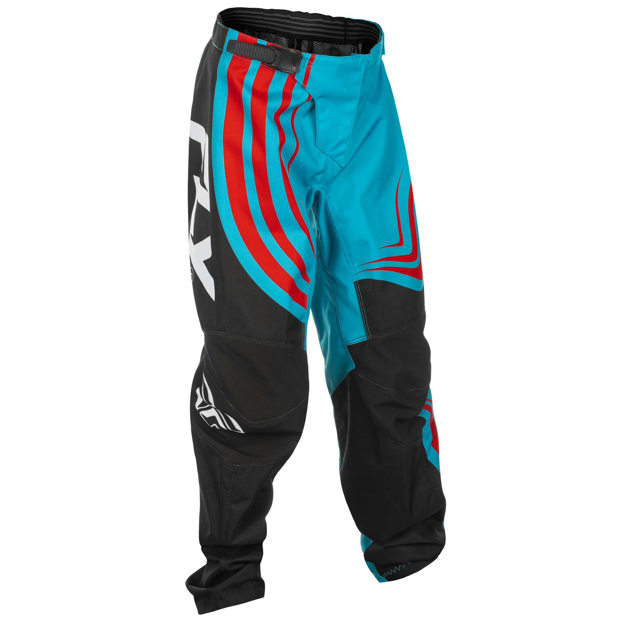 Fly Racing F-16 Youth MX Trouser Cyan / Black / Red - FREE UK Shipping, FREE 365 Day Returns | Moto Central