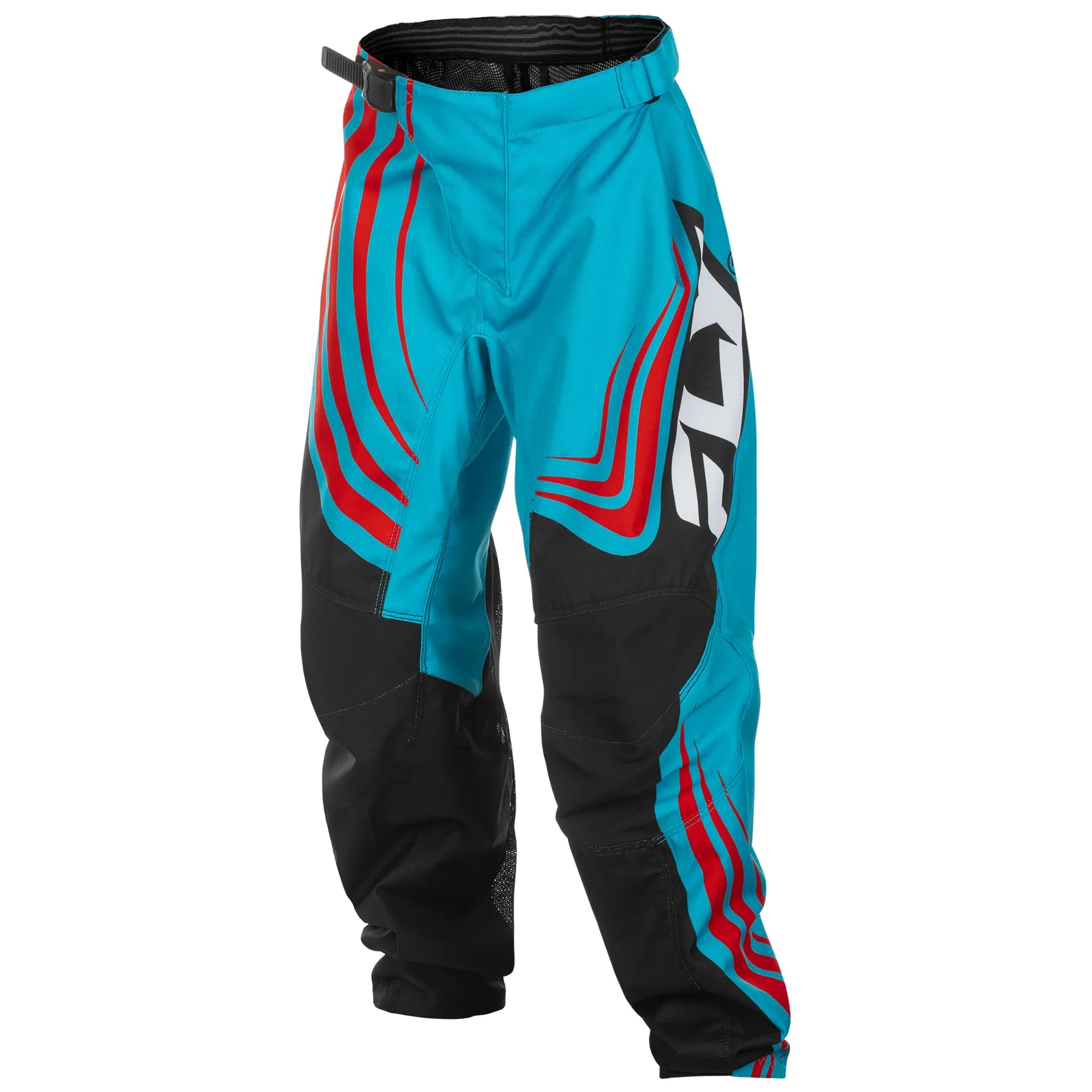 Fly Racing F-16 Youth MX Trouser Cyan / Black / Red - FREE UK Shipping, FREE 365 Day Returns | Moto Central