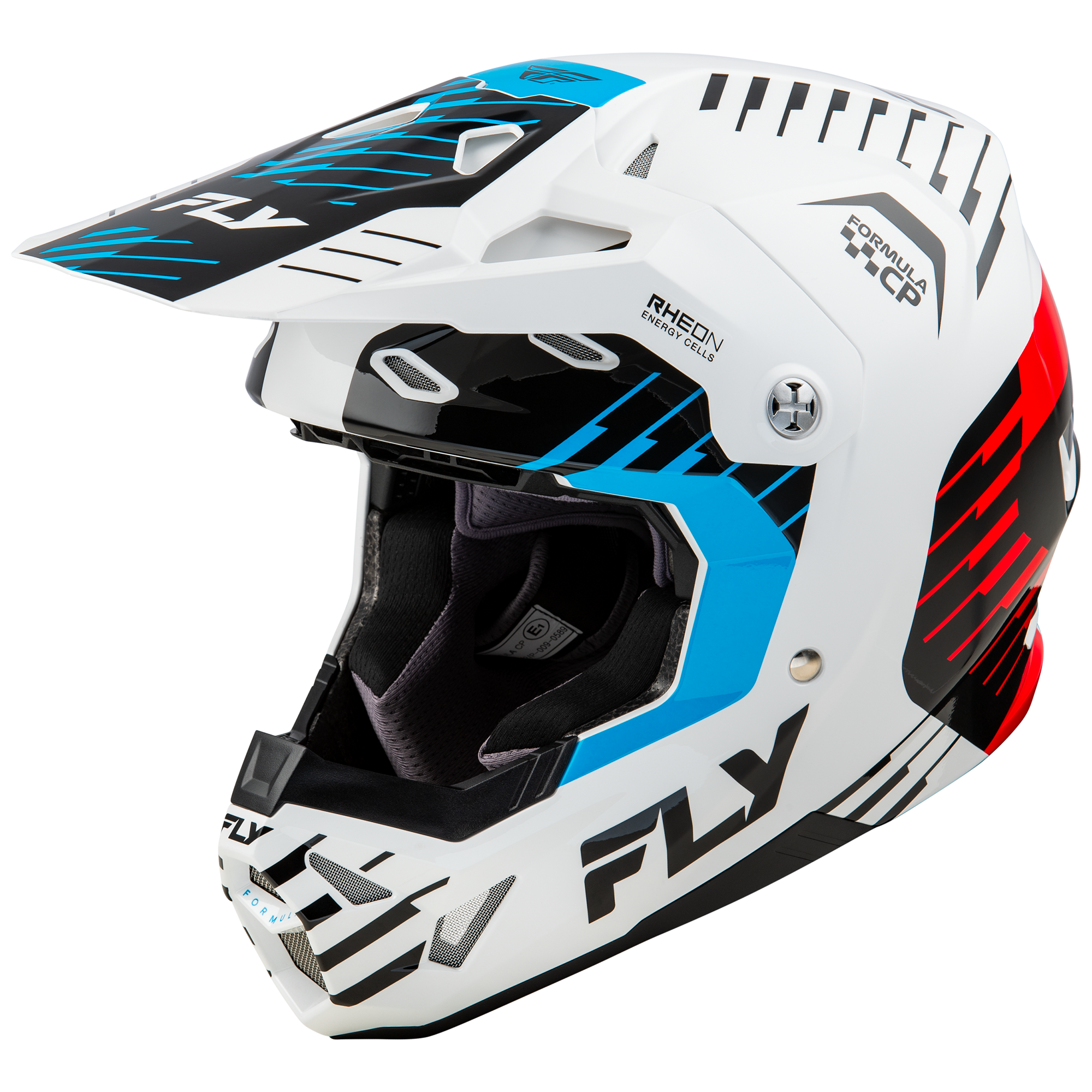 Fly Racing Formula CP Slice White / Red / Cyan - FREE UK Shipping, FREE 365 Day Returns | Moto Central