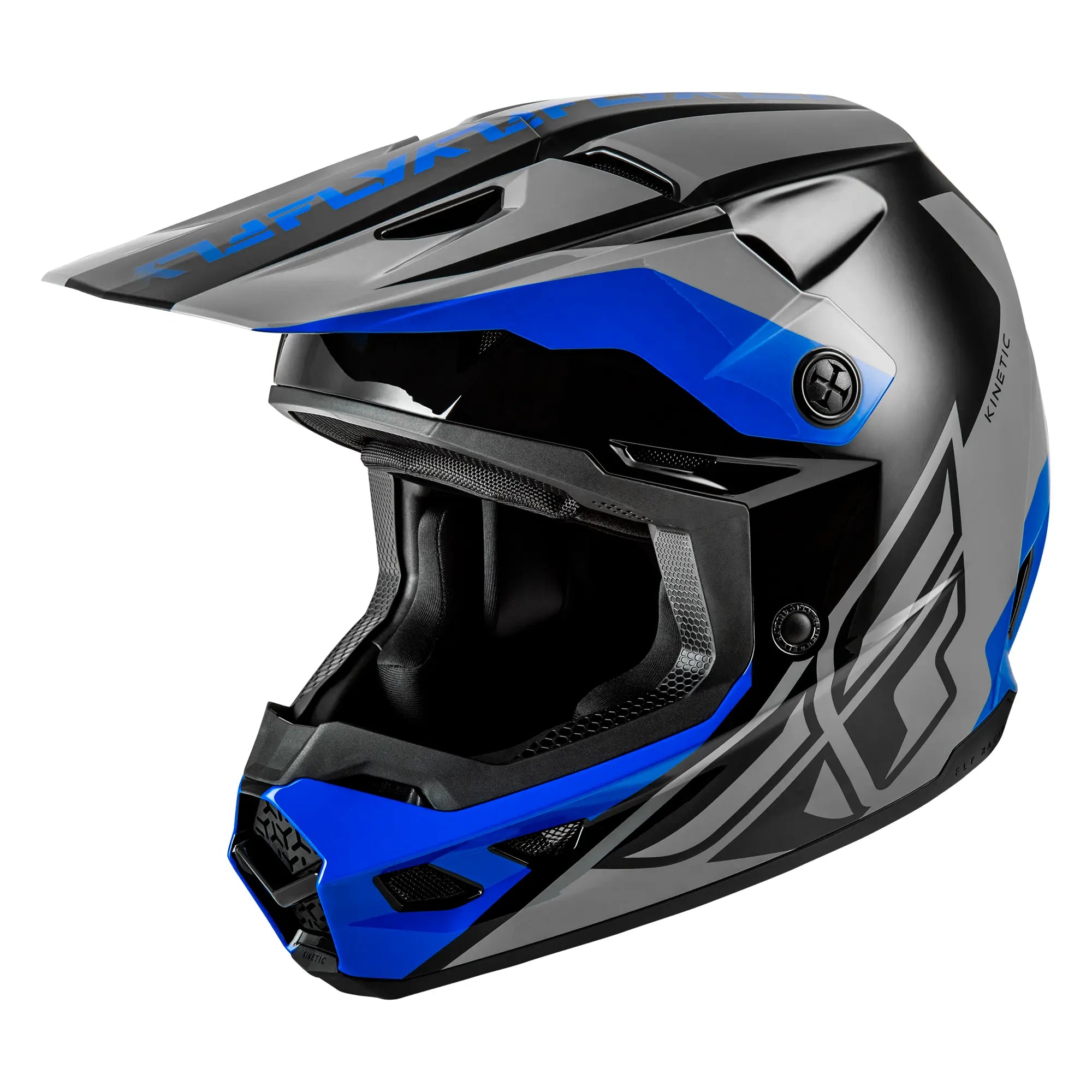 Fly Racing Kinetic Crest Grey / Black / Blue - FREE UK Shipping, FREE 365 Day Returns | Moto Central