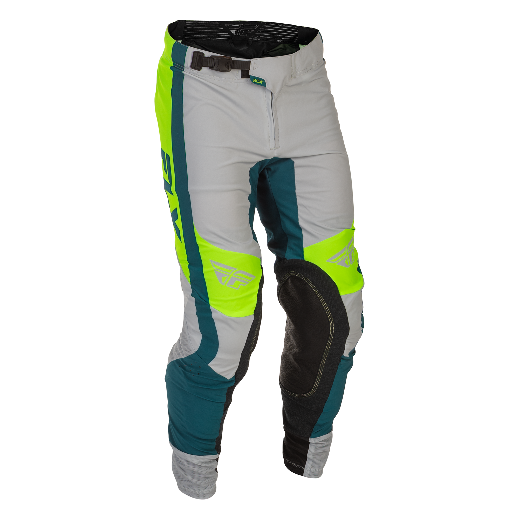 Fly Racing Lite MX Trouser Grey / Lime / Teal - FREE UK Shipping, FREE 365 Day Returns | Moto Central