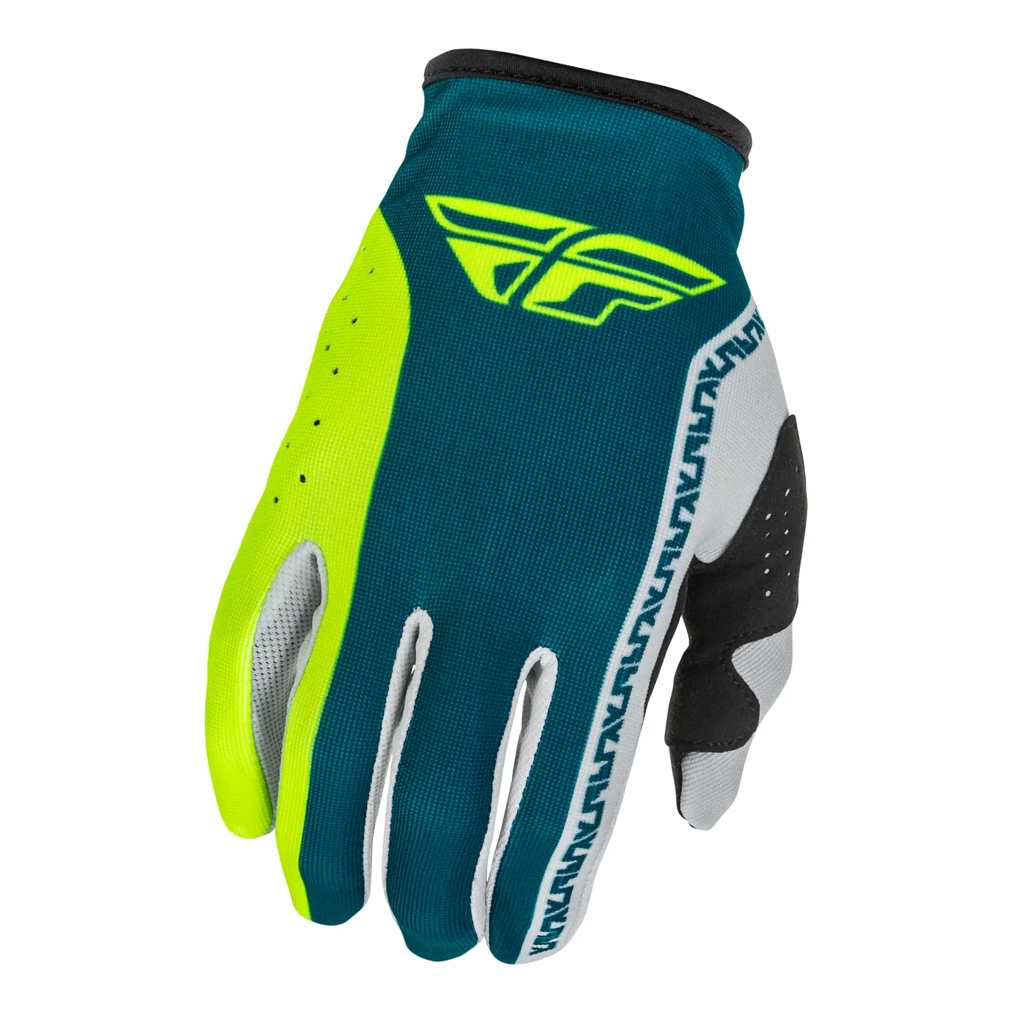 Fly Racing Lite MX Gloves Grey / Lime / Teal - FREE UK Shipping, FREE 365 Day Returns | Moto Central