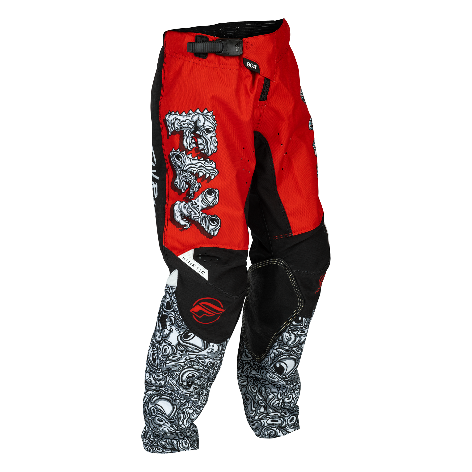 Fly Racing Kinetic Youth Mutant MX Trouser Red / White / Black - FREE UK Shipping, FREE 365 Day Returns | Moto Central