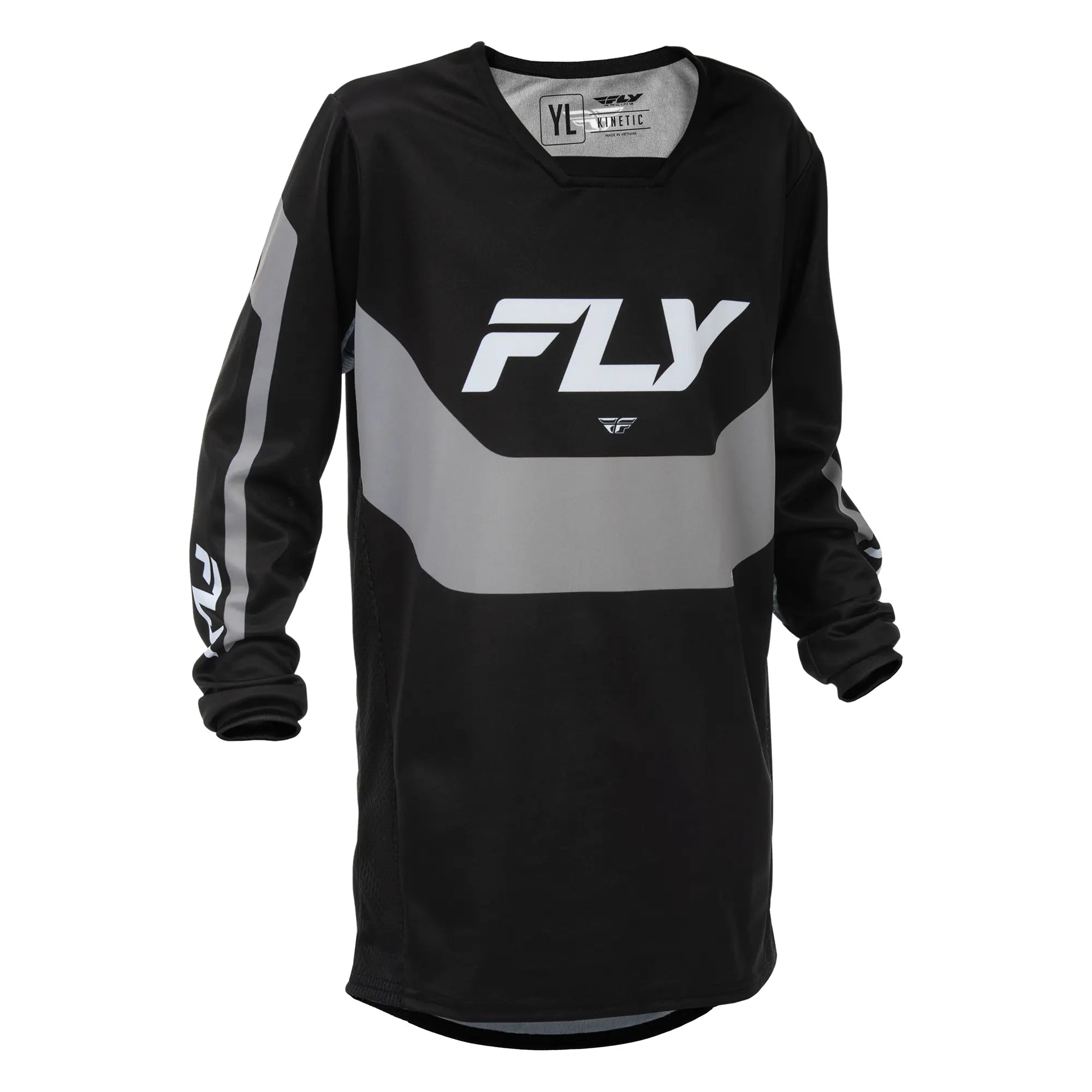 Fly Racing Kinetic Youth MX Jersey Black / Grey - FREE UK Shipping, FREE 365 Day Returns | Moto Central