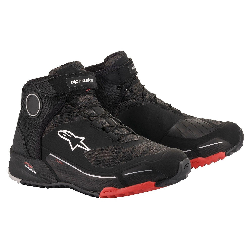 Alpinestars CR-X Drystar Riding Shoes Black Camo / Red FREE UK Delivery, FREE 365 Day Returns | Moto Central