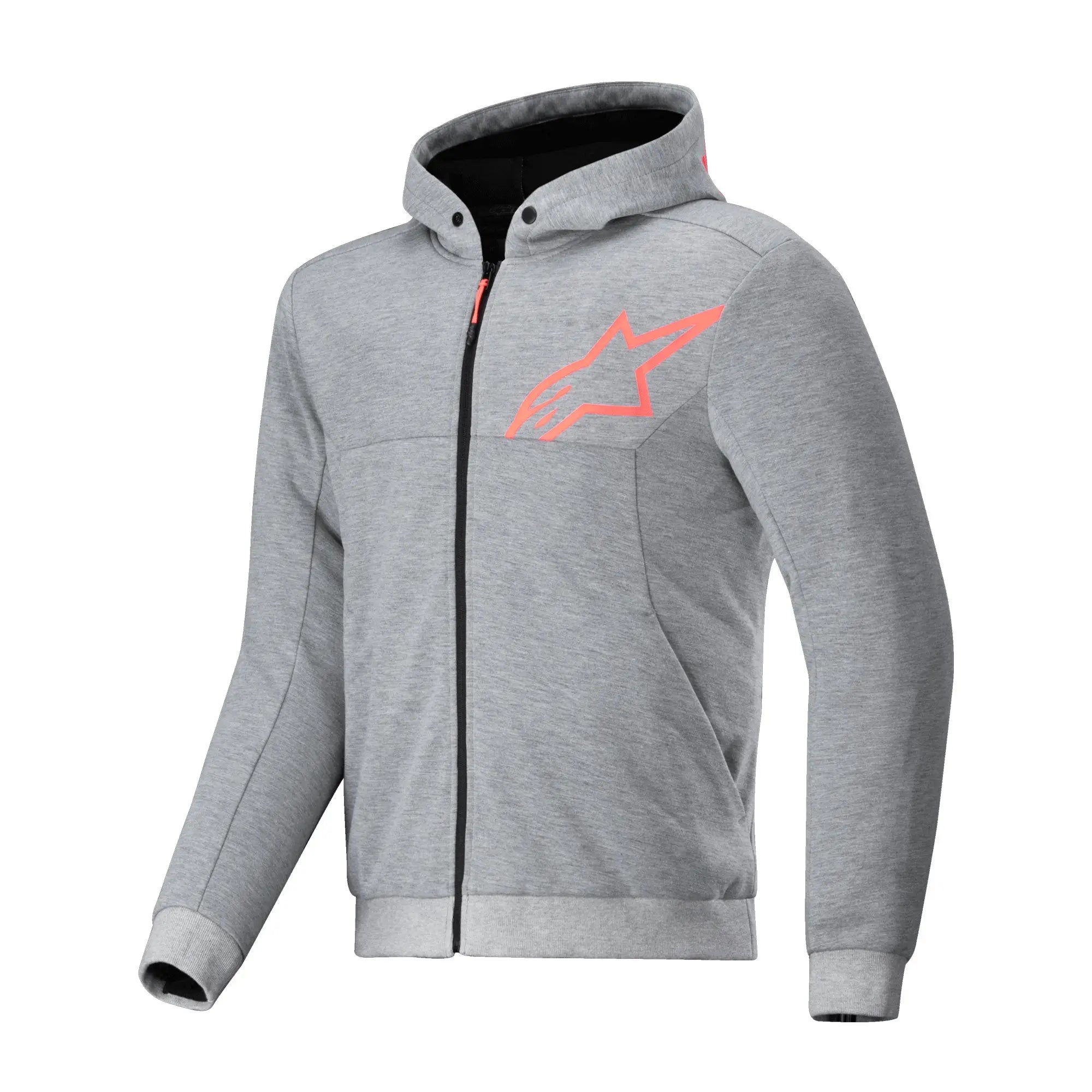 Alpinestars Chrome V2 Sport Hoodie Grey Heather / Fluo Red FREE UK Delivery, FREE 365 Day Returns | Moto Central