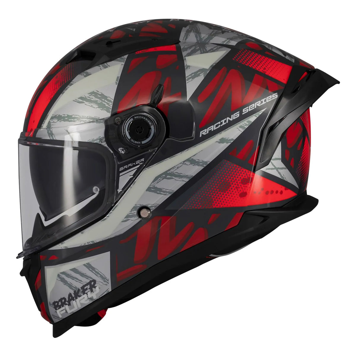 MT Helmets Braker SV Fury C5 Gloss Red full-face motorcycle helmet, left-side profile view