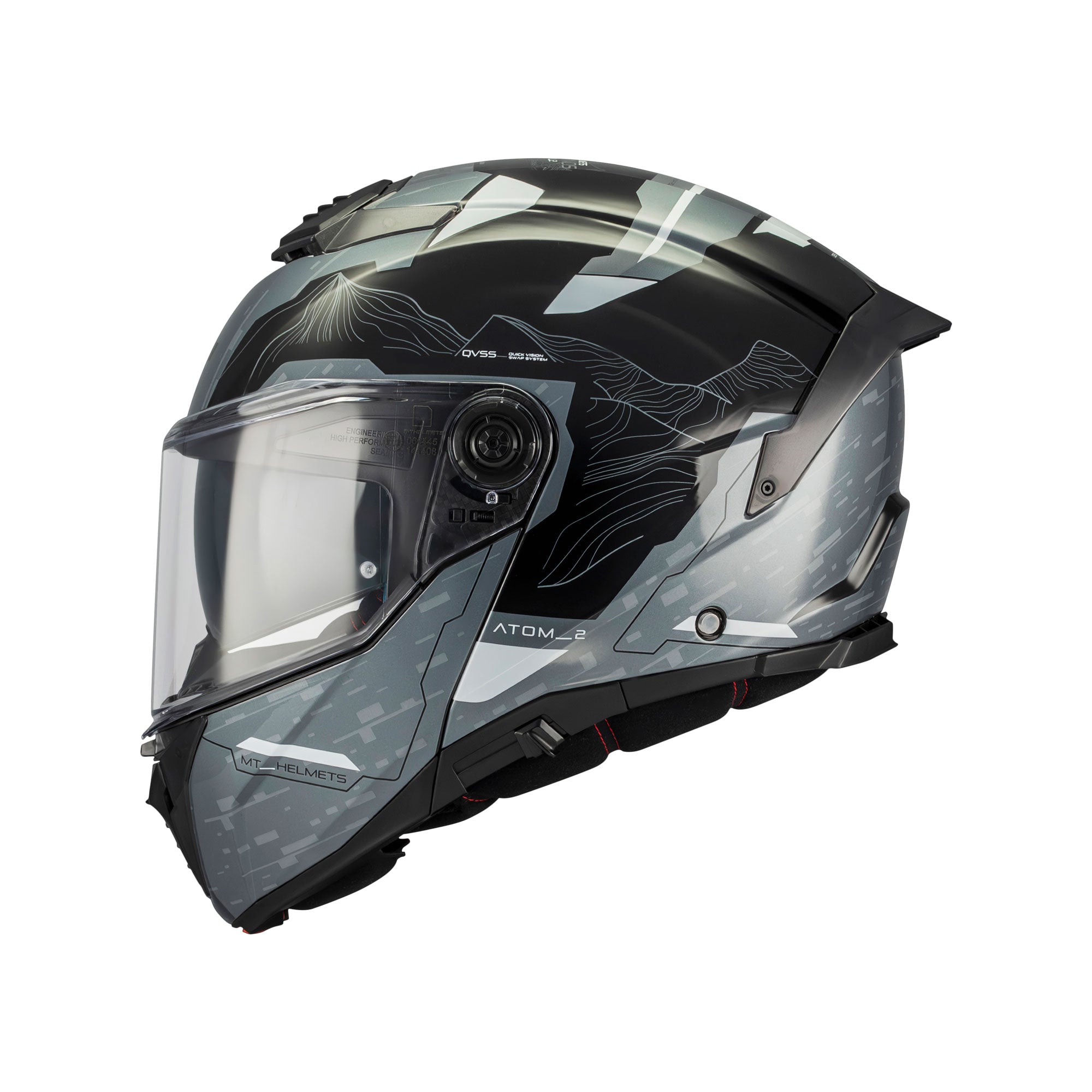 MT Helmet Atom 2 SV Highlands C2 Gloss Black / Grey / White FREE UK Delivery, FREE 365 Day Returns | Moto Central