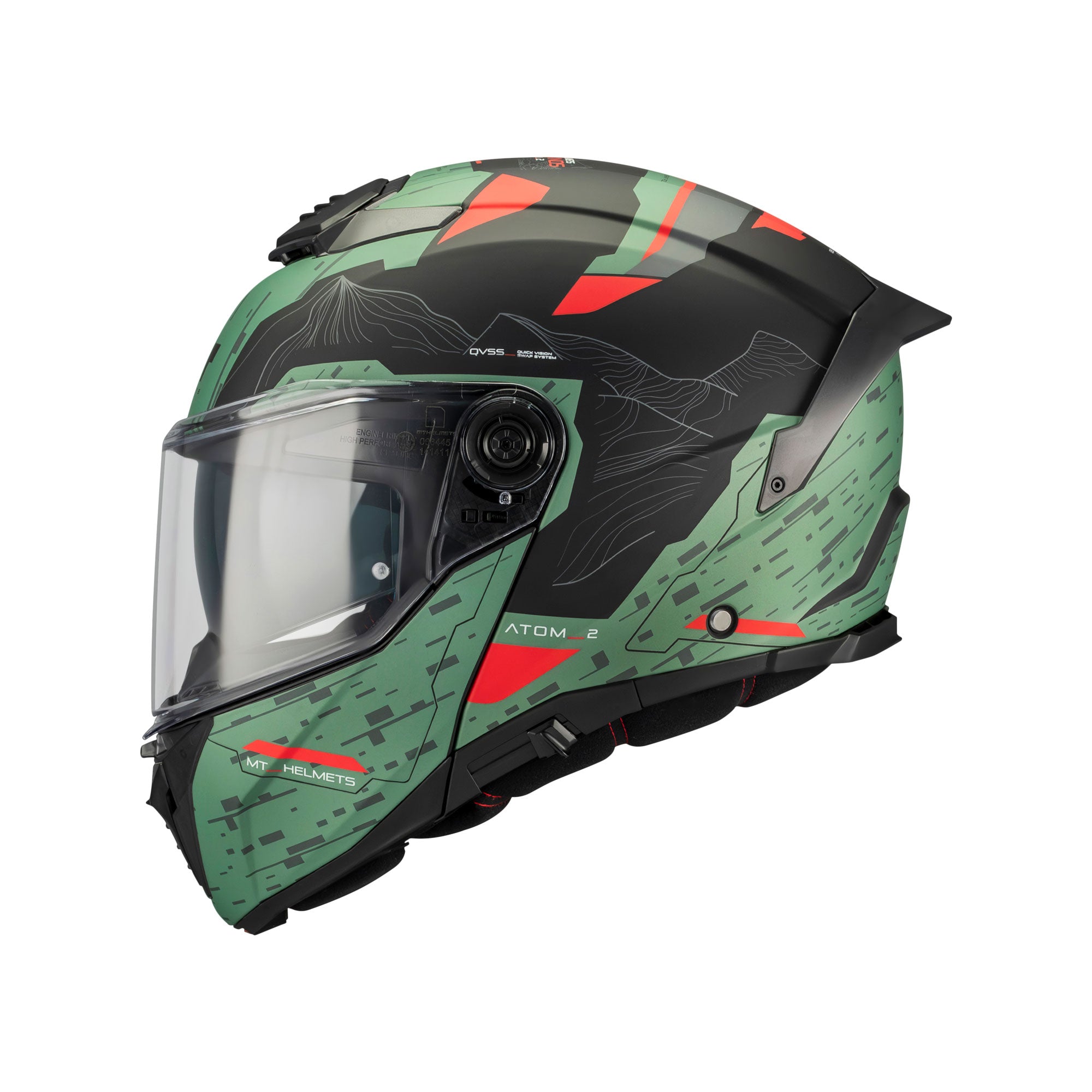MT Helmet Atom 2 SV Highlands C6 Matt Green / Red FREE UK Delivery, FREE 365 Day Returns | Moto Central