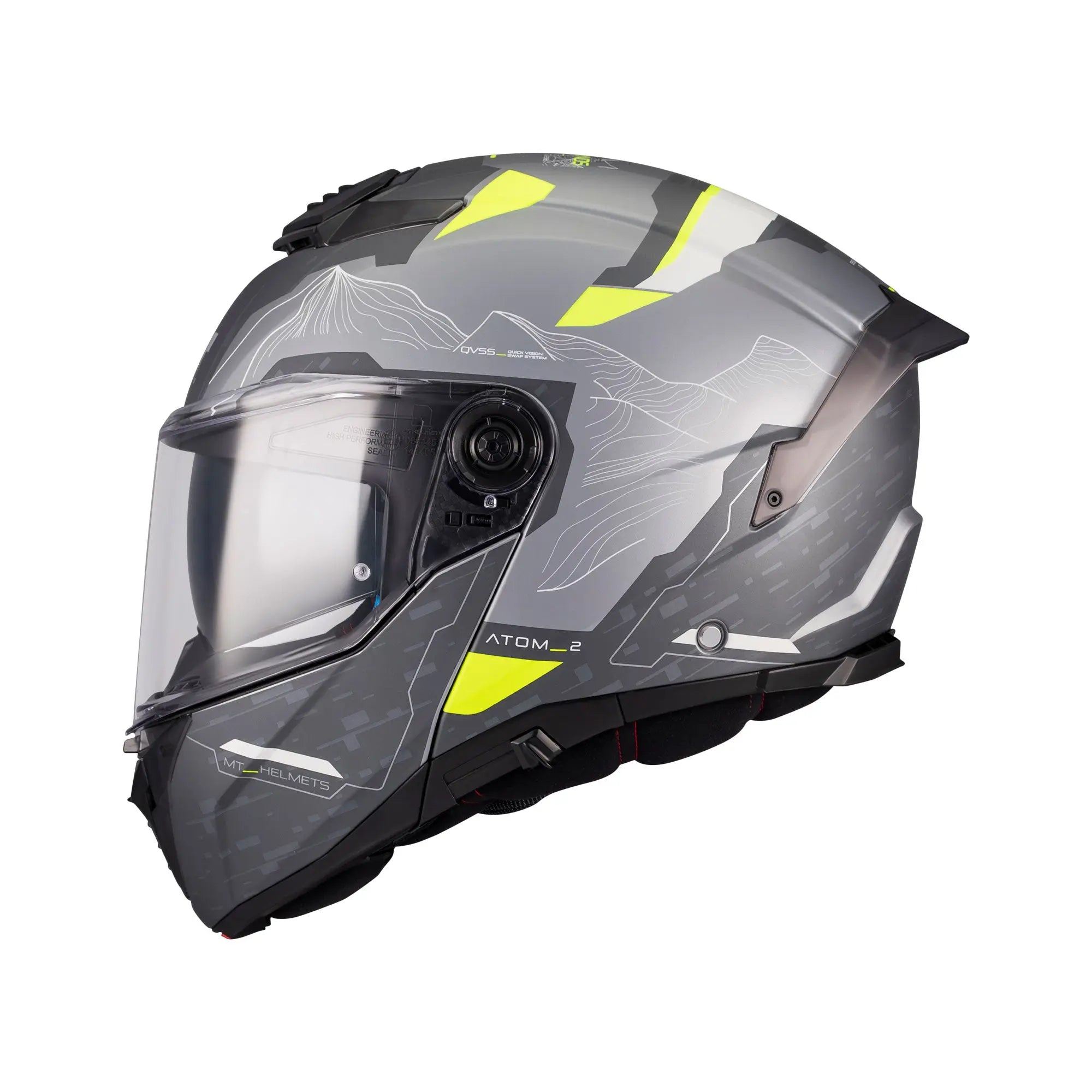 MT Helmet Atom 2 SV Highlands E2 Matt Grey / Fluo Yellow FREE UK Delivery, FREE 365 Day Returns | Moto Central