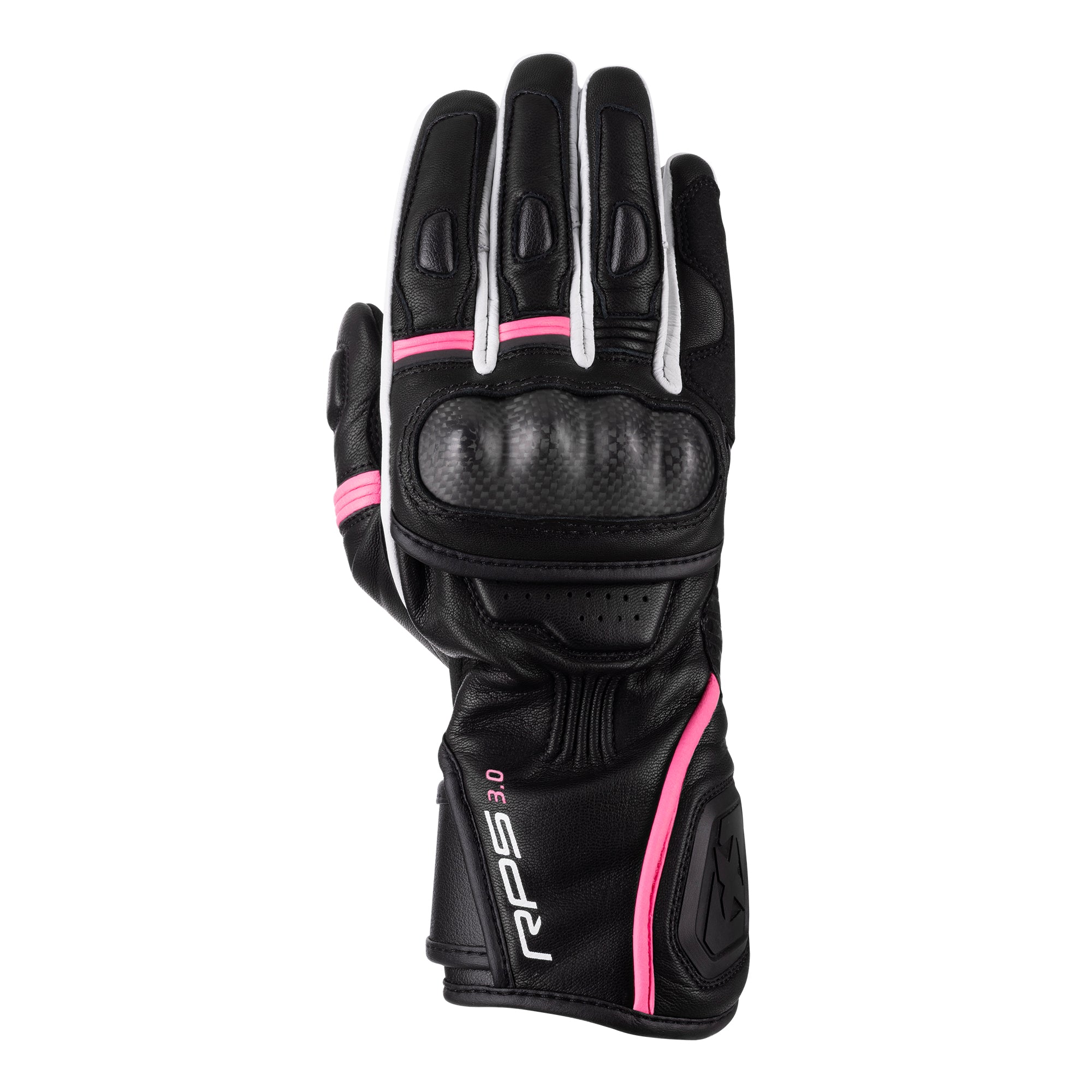 Oxford RP-5 3.0 Ladies Leather Gloves Black / White / Pink - FREE UK Delivery, FREE 365 Day Returns | Moto Central