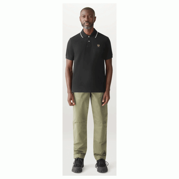 Belstaff Tipped Polo T-Shirt Black FREE UK Delivery, FREE 365 Day Returns | Moto Central