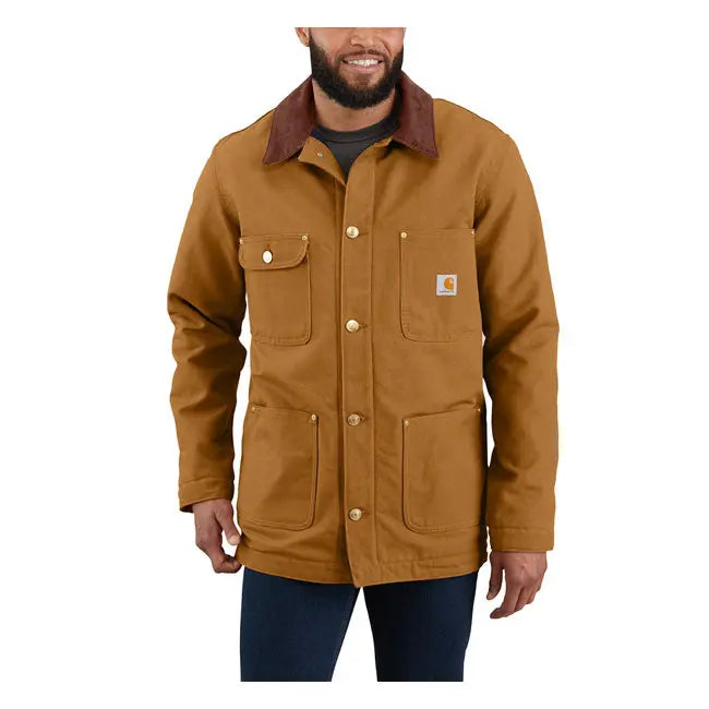 Carhartt Firm Duck Chore Coat Brown - FREE UK Shipping, FREE 365 Day Returns | Moto Central