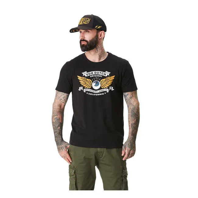 Von Dutch Wings Noir T-Shirt Black FREE UK Delivery, FREE 365 Day Returns | Moto Central