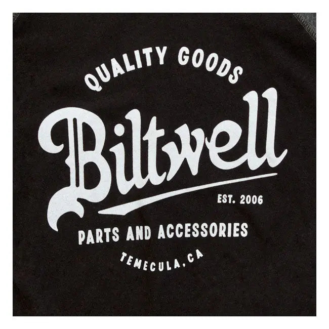 Biltwell Script Baseball Ladies Shirt Black / Grey - FREE UK Shipping, FREE 365 Day Returns | Moto Central