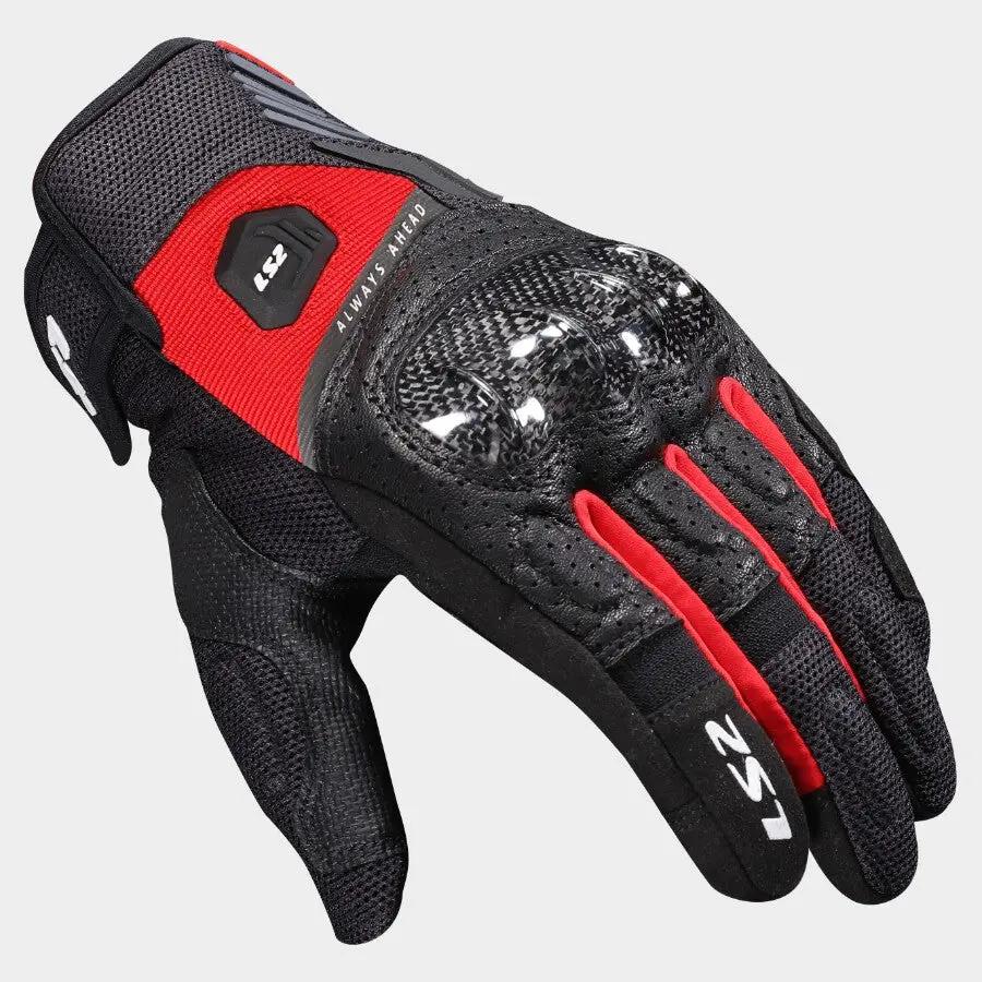 LS2 Atom Textile Gloves Black / Red FREE UK Delivery, FREE 365 Day Returns | Moto Central