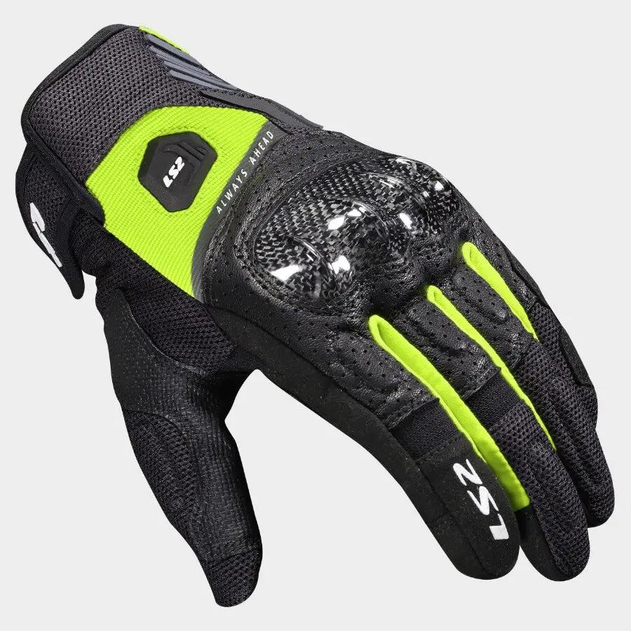 LS2 Atom Textile Gloves Black / Hi-Viz Yellow FREE UK Delivery, FREE 365 Day Returns | Moto Central