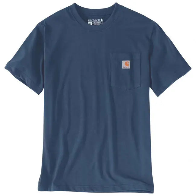 Carhartt K87 Pocket Short Sleeves T-Shirt Deep Ocean - FREE UK Shipping, FREE 365 Day Returns | Moto Central