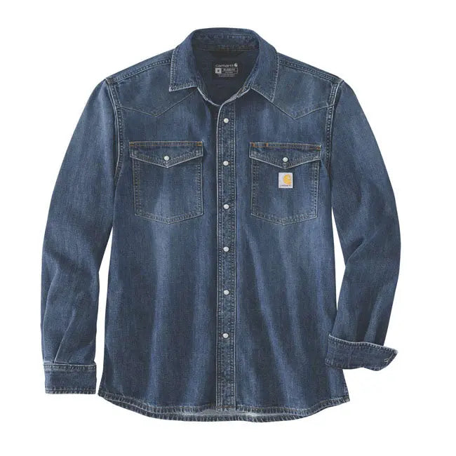 Carhartt Denim Long Sleeves Snap Front Shirt Wyatt FREE UK Delivery, FREE 365 Day Returns | Moto Central