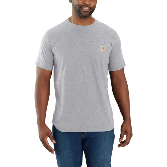 Carhartt Force Pocket Short Sleeves T-Shirt Heather Grey FREE UK Delivery, FREE 365 Day Returns | Moto Central