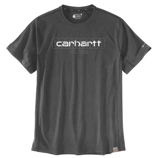 Carhartt Force Logo Graphic Short Sleeves T-Shirt Carbon Heather FREE UK Delivery, FREE 365 Day Returns | Moto Central