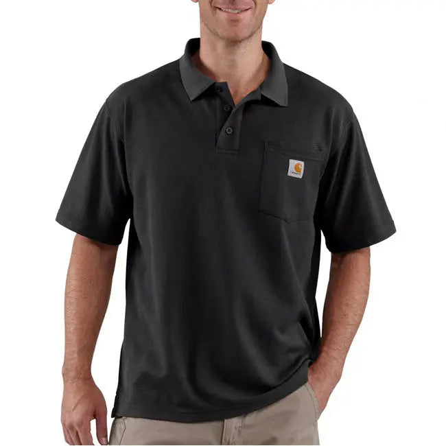 Carhartt Midweight Short Sleeves Pocket Polo Black FREE UK Delivery, FREE 365 Day Returns | Moto Central