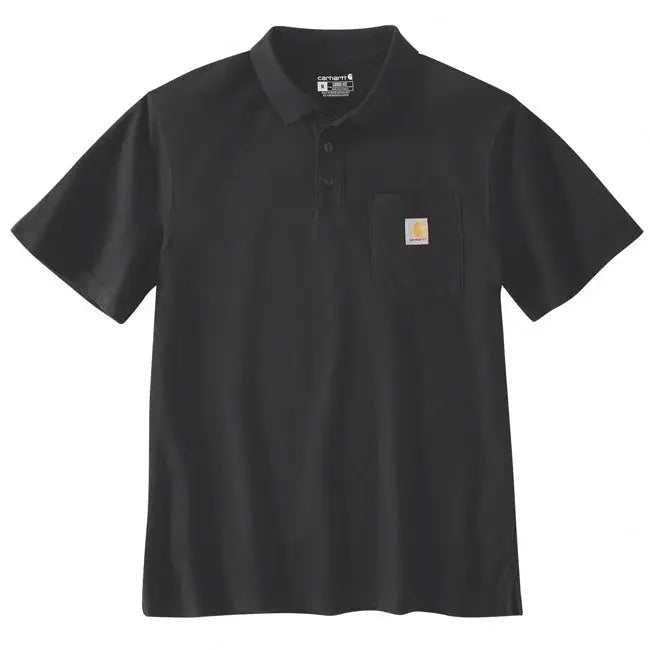 Carhartt Midweight Short Sleeves Pocket Polo Black FREE UK Delivery, FREE 365 Day Returns | Moto Central