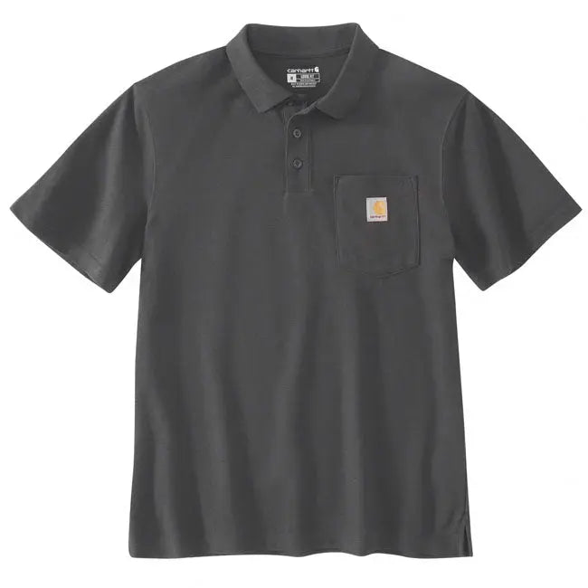 Carhartt Midweight Short Sleeves Pocket Polo Carbon Heather FREE UK Delivery, FREE 365 Day Returns | Moto Central