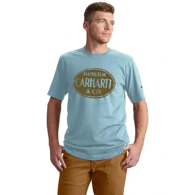 Carhartt Hamilton Graphic Short Sleeves T-Shirt Summer Blue FREE UK Delivery, FREE 365 Day Returns | Moto Central