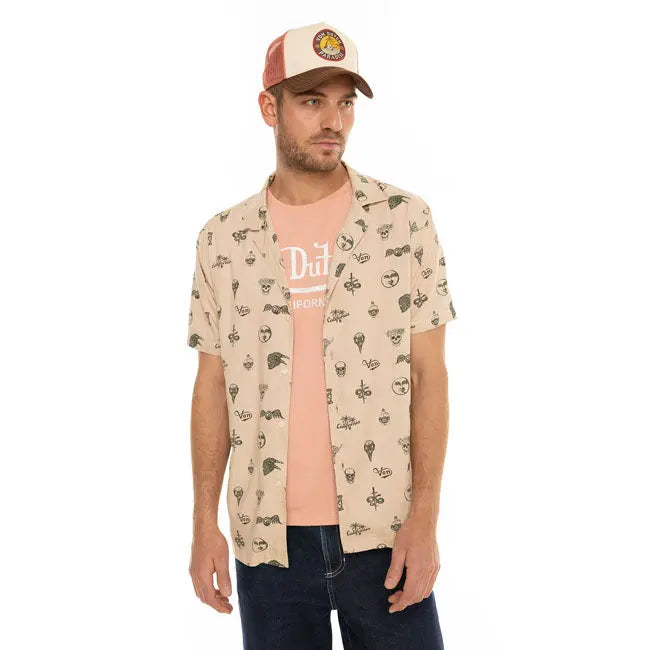 Von Dutch ISO Shirt Beige FREE UK Delivery, FREE 365 Day Returns | Moto Central