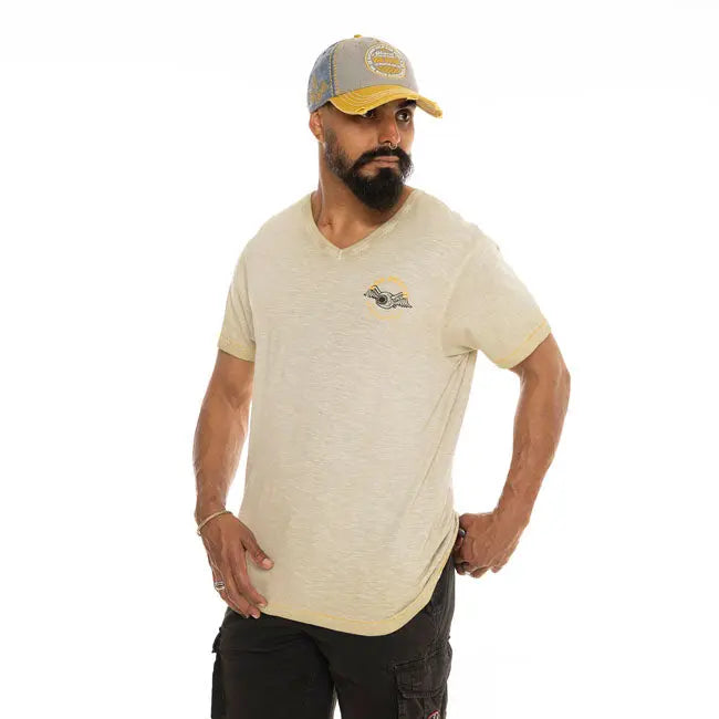 Von Dutch Hero T-Shirt Beige FREE UK Delivery, FREE 365 Day Returns | Moto Central